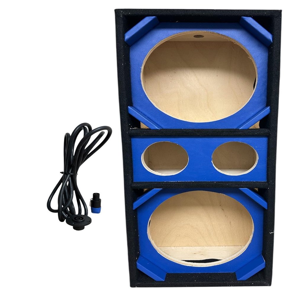 10" Brazilian Style Chuchera Speaker Box for Two 10" Speakers & Two 4" Tweeters Vented Enclosure for Car (Blue)