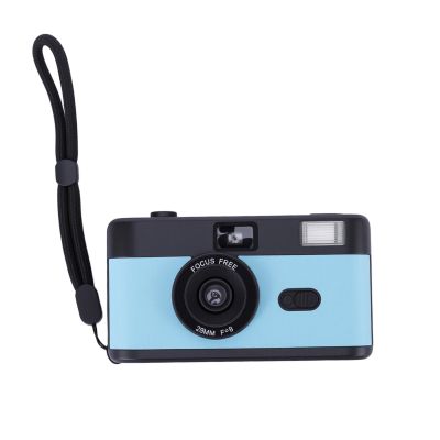 Gugxiom 35mm Reusable Film Camera with Flash & Color Film, Retro Point and Shoot, 28mm Wide Lens, Focus, Vintage Style Camera for Nostalgic Photography (Black Blue)