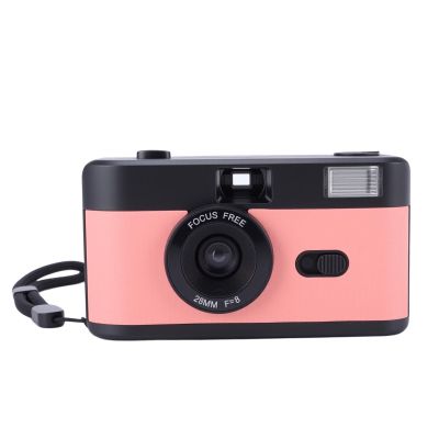 Gugxiom 35mm Reusable Film Camera with Flash & Color Film, Retro Point and Shoot, 28mm Wide Lens, Focus, Vintage Style Camera for Nostalgic Photography (Black Roseate)