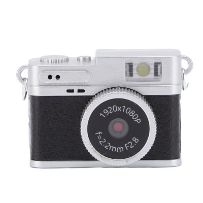 PUSOKEI Mini Keychain Camera, 1080P 2MP Retro Digital Camera with 0.96in Color Screen, 4 Filters and LED Flash, for Android Phone with OTG Adapter (Black)