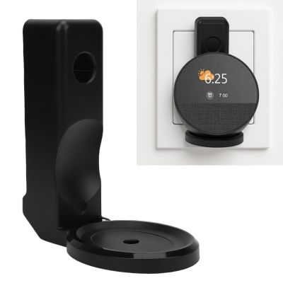 Heayzoki Wall Mount Holder Fit for Spot Speaker, Easy Installation, Cable Management, Stable Space Saving Outlet Speaker Shelf with Cable Management (Black)
