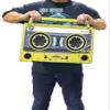 Bumpboxx Remixx Retro Bluetooth Boombox | Portable Cassette-Style Speaker with High-Fidelity Sound & Wireless Mic | Highlighter Yellow (Renewed) view 1