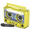Bumpboxx Remixx Retro Bluetooth Boombox | Portable Cassette-Style Speaker with High-Fidelity Sound & Wireless Mic | Highlighter Yellow (Renewed) view 2