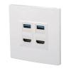 Dpofirs Ethernet Wall Plate with HD Multimedia Interface 4 Ports USB3.0 4K 60Hz for Computer, TV, Hard Drive, Long Lasting ABS Material view 1