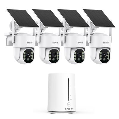 ANNKE 4MP Solar Wireless Security Camera Outdoor, Surveillance Home System, 4CH 2.5K and 4 Dome Cam-Kit, Color Night Vision, Spotlight Smart Alarm, PIR&Human Detection, 2-Way Audio, 128GB Memory Card