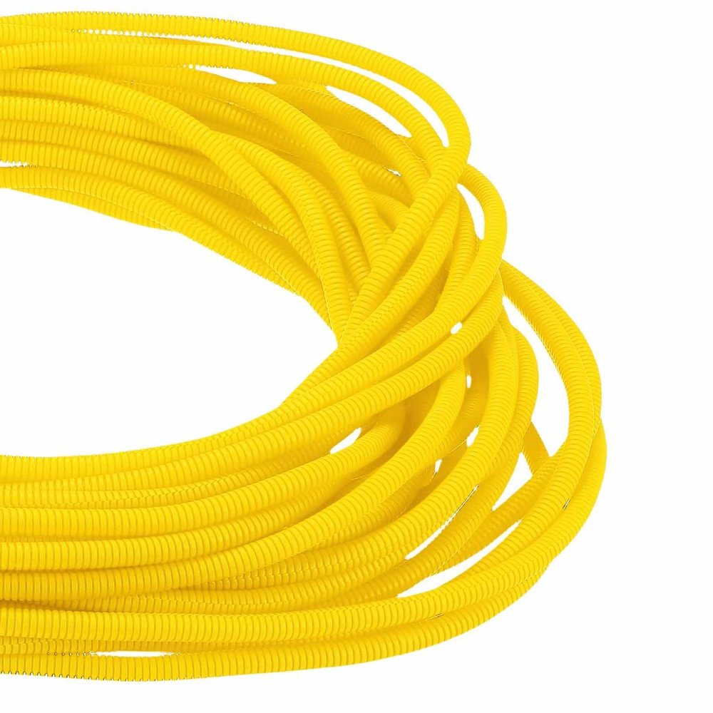 DMiotech 100ft Wire Loom Split Tubing 1/4 Inch, Cord Protectors from Pet Flexible Conduit Cable Management for Office Home Garden, Yellow