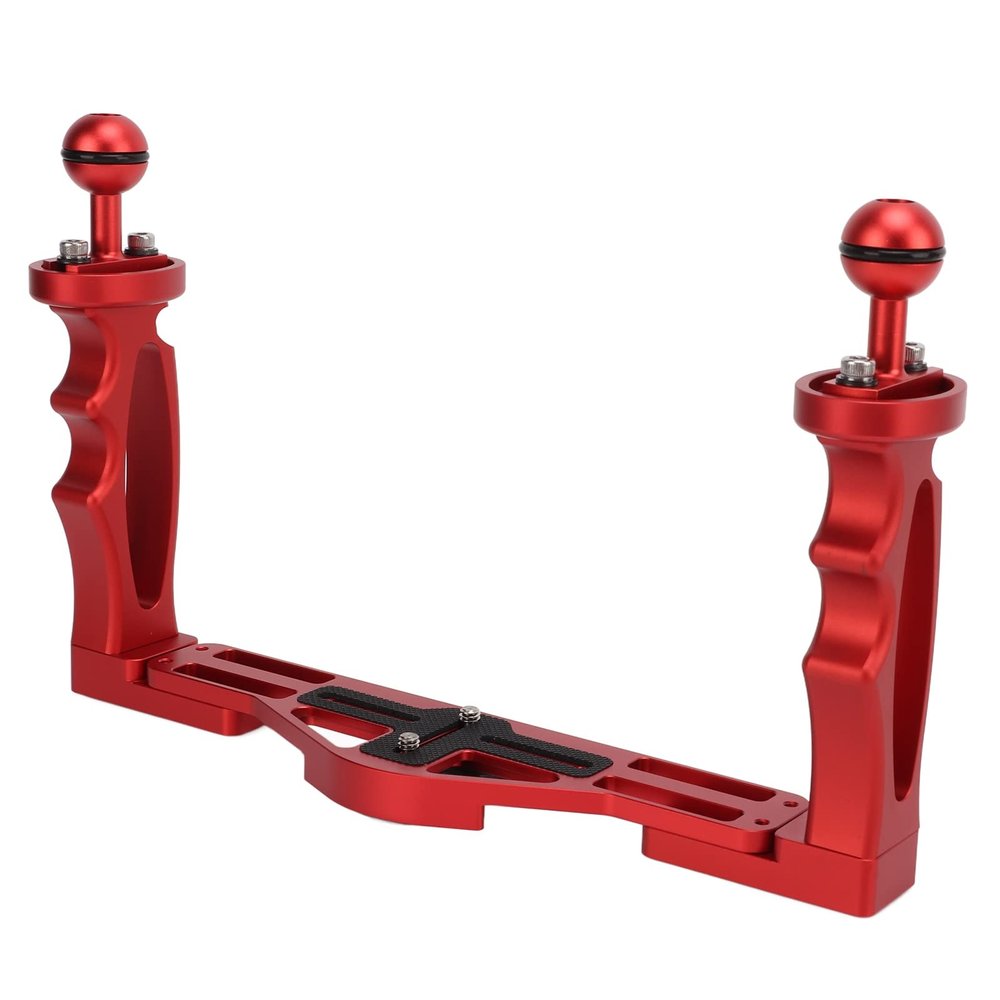 Tbest Dual Handle Tray Stabilizer Rig Professional Diving Underwater DSLR Camera Housings Adjustable Aluminum Alloy Red for Cameras and Lights