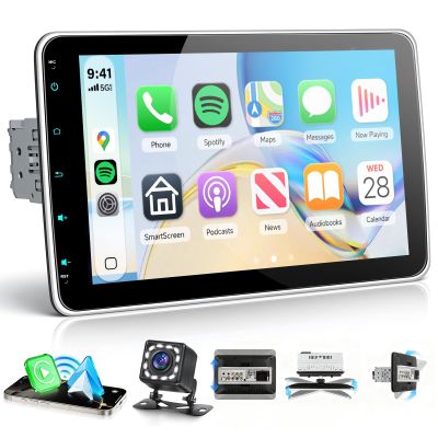 10.1'' Single Din Car Stereo with Wireless Carplay Android Auto