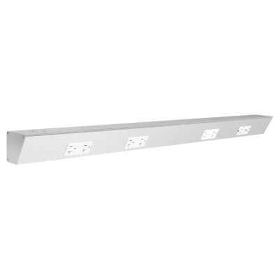 36" Angled Under Cabinet Outlet Strip Hardwired, 4 x 15 Amp Duplex Outlets, GFCI Under Cabinet Receptacles, Solid Aluminum Structure and Quality Finish, Pre-Wired for Easy Installation
