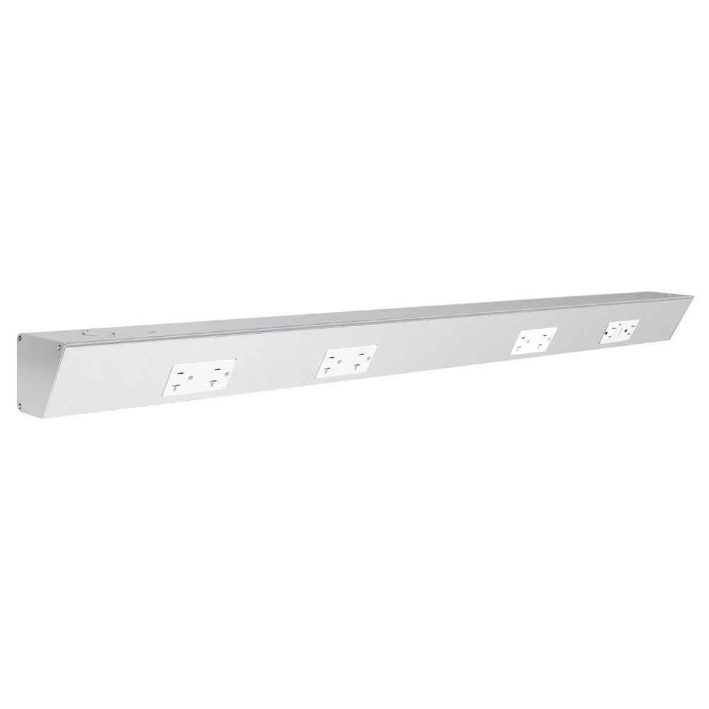 36" Angled Under Cabinet Outlet Strip Hardwired, 4 x 15 Amp Duplex Outlets, GFCI Under Cabinet Receptacles, Solid Aluminum Structure and Quality Finish, Pre-Wired for Easy Installation