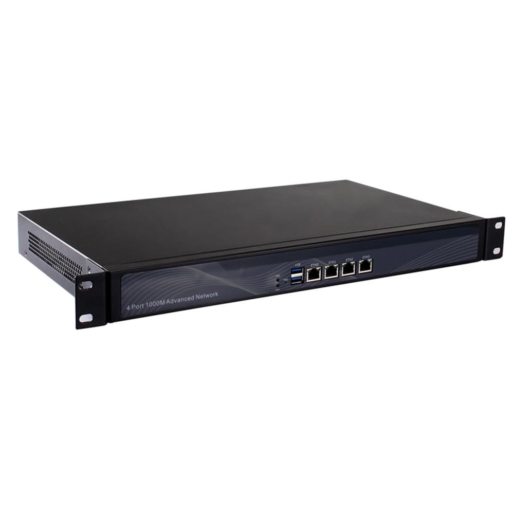 1U Rackmount Firewall Hardware, OPNsense, VPN, Network Security Appliance, Router PC, J1900, RS18, 4 x Gigabit LAN, 2 x USB, 2 x Reserved Fan, 4G RAM, 64G SSD