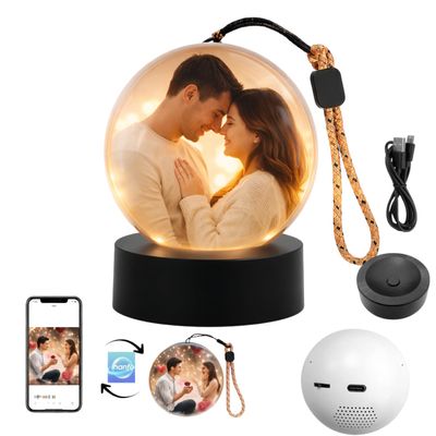 Personalized LED Memory Sphere with Photo & Video Display, WiFi & USB Smart App Control, 4GB Storage, Warm Light Crystal Ball, Unique Gift for Birthday, Anniversary, Christmas, Mothers & Fathers Day