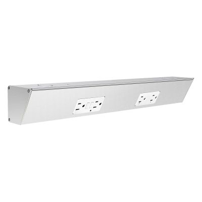 18" Angled Under Cabinet Outlet Strip Hardwired, 2 x 15 Amp Duplex Outlets, GFCI Under Cabinet Outlets, Solid Aluminum Structure and Quality Finish, Pre-Wired for Easy Installation, 2-Year Warranty