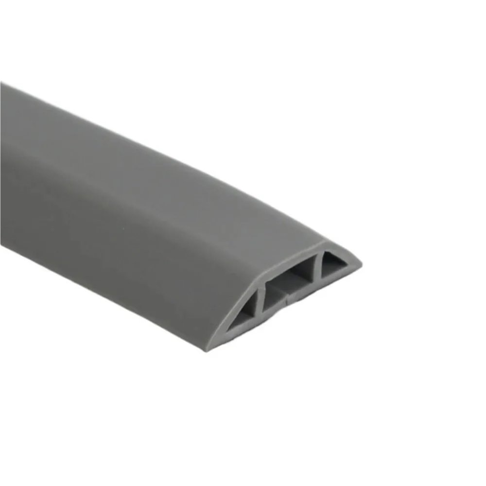 1Pc 1M Self-Adhesive Floor Cable Protector - Flexible Wire Duct Cover for Office, Home, Workshop, Warehouse, Garage(Grey)