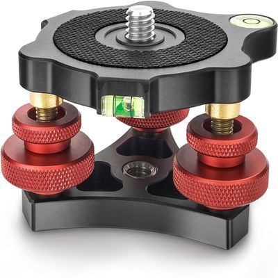 Tripod Leveling Base Camera Leveler, 3/8 Thread -5 Precise Angle Adjustment Geared Tripod Head Telescope Base for Cameras Video Heads and Astronomical Telescop
