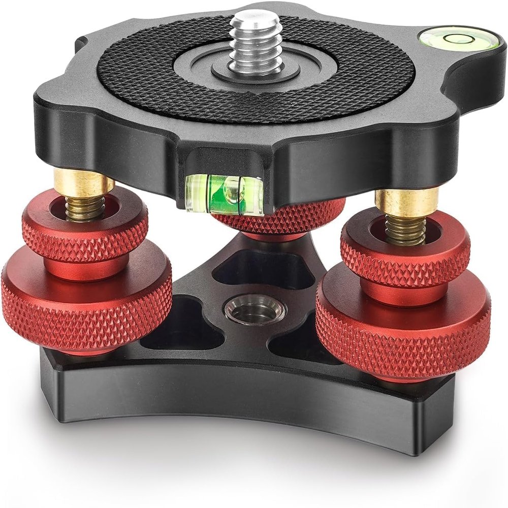 Tripod Leveling Base Camera Leveler, 3/8 Thread -5 Precise Angle Adjustment Geared Tripod Head Telescope Base for Cameras Video Heads and Astronomical Telescop