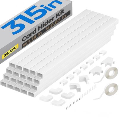 Delamu Cable Hider, 315in Cord Covers for Wires on Wall, One-Cord Cord Hider, Paintable Wire Hiders Wire Covers for Cords, Cable Management for Hiding 3-4 Wires, 20x L15.7 W0.1.18 H0.60in, White