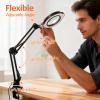 10X 30X Magnifying Glass with Light, Desktop LED Magnifying Lamp with Clamp, 5 Color Modes, 3 Dimmable Levels Lighted Magnifying Glass, Magnifying Glass for Reading, Crafts, Jewelry, Sewing view 4