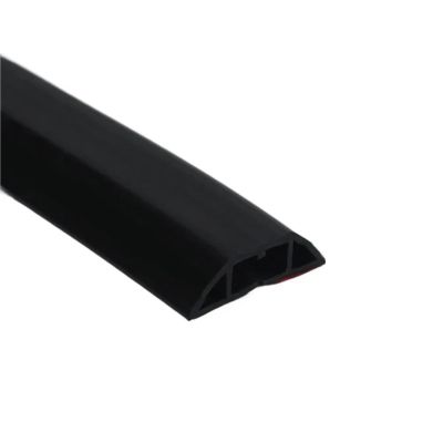 1Pc 1M Self-Adhesive Floor Cable Protector - Flexible Wire Duct Cover for Office, Home, Workshop, Warehouse, Garage(Black)