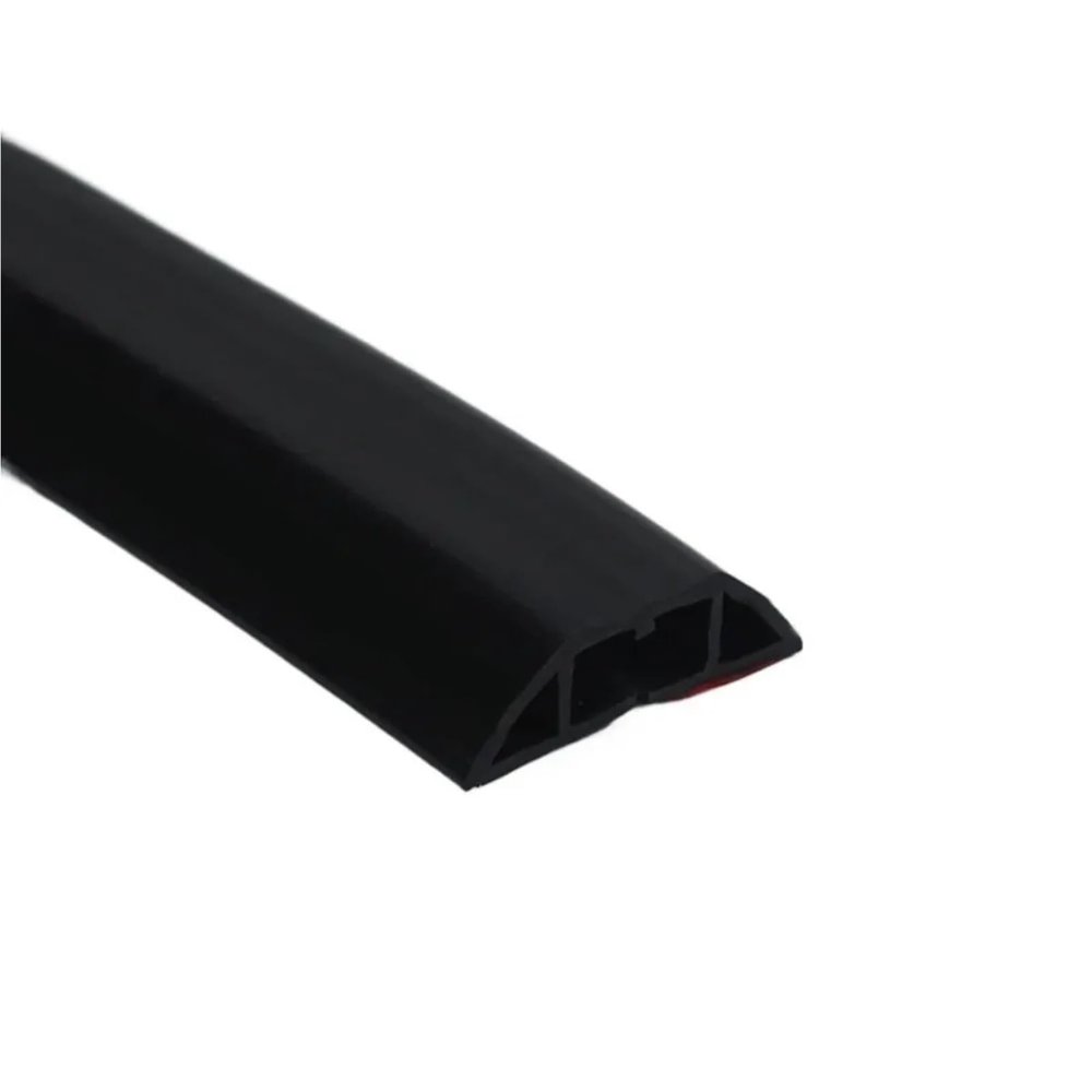 1Pc 1M Self-Adhesive Floor Cable Protector - Flexible Wire Duct Cover for Office, Home, Workshop, Warehouse, Garage(Black)