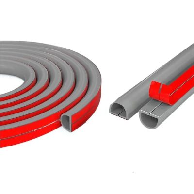 1PC 2M Arc Anti-Extrusion Floor Cord Cover Self-Adhesive Power Extension Wiring Duct Cable Protector Home Outdoor Wire Organizer for Office, Home, Workshop, Warehouse, Garage(Grey Semicircle)