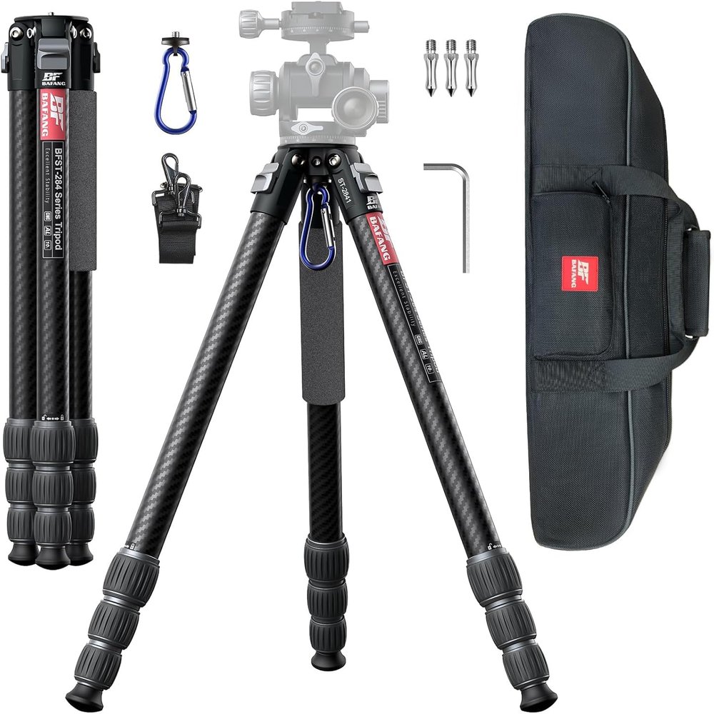 Ultra-Lightweight Camera Tripod, Carbon Fibre DSLR Tripod with 4-Section Legs & 1/4" Expansion Threaded Hole Portable Travel Tripod for DSLR, Camcorder, Telescopes (10kg/22lb Max Load)