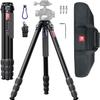 Ultra-Lightweight Camera Tripod, Carbon Fibre DSLR Tripod with 4-Section Legs & 1/4" Expansion Threaded Hole Portable Travel Tripod for DSLR, Camcorder, Telescopes (10kg/22lb Max Load) view 1