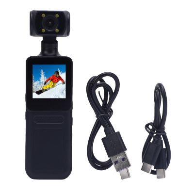 ciciglow 4K Body Camera, HD WiFi 180 Degree Rotating Lens Handheld Camera with 1.3 inch HD Screen, LED Light, APP for Outdoor Sports Travel