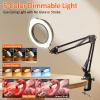 Magnifying Glass with Light and Stand, 10X 30X LED Desk Magnifier with Real Glass Lens, 5 Color Modes, 3 Brightness Levels, Hands-Free Magnifying Lamp for Reading, Crafts, Electronics and Jewelry view 3