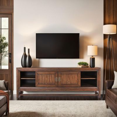 74" TV Stand Console, for TVs up to 85 inches, No Assembly Required, Two-Tone Finish TV Cabinet Entertainment Center,for Living Room Decor, Office,Use in The Living Room