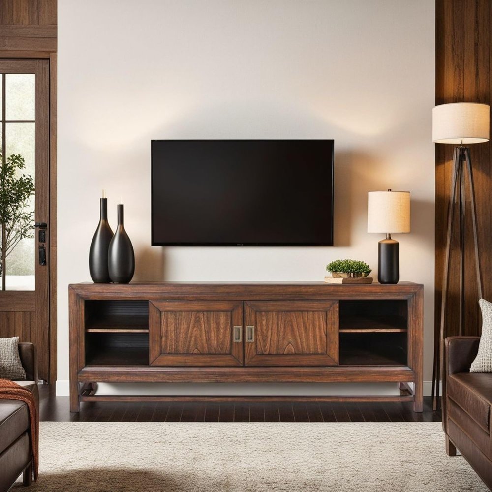 74" TV Stand Console, for TVs up to 85 inches, No Assembly Required, Two-Tone Finish TV Cabinet Entertainment Center,for Living Room Decor, Office,Use in The Living Room