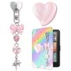 Windspeed Cute Charm Chain Set for Kindle Accessories for E-Reader Charms Chain Hook, Includes Heart Grip Holder, Pink Keychains with Hook, Nice Gift for Book Lovers, Women, Men view 1