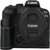 R10 Case, PU Leather Camera Bag Bottom Opening Half Body Case Cover Shell for Canon Eos R10 with Neck Strap Storage Box (Black) view 1