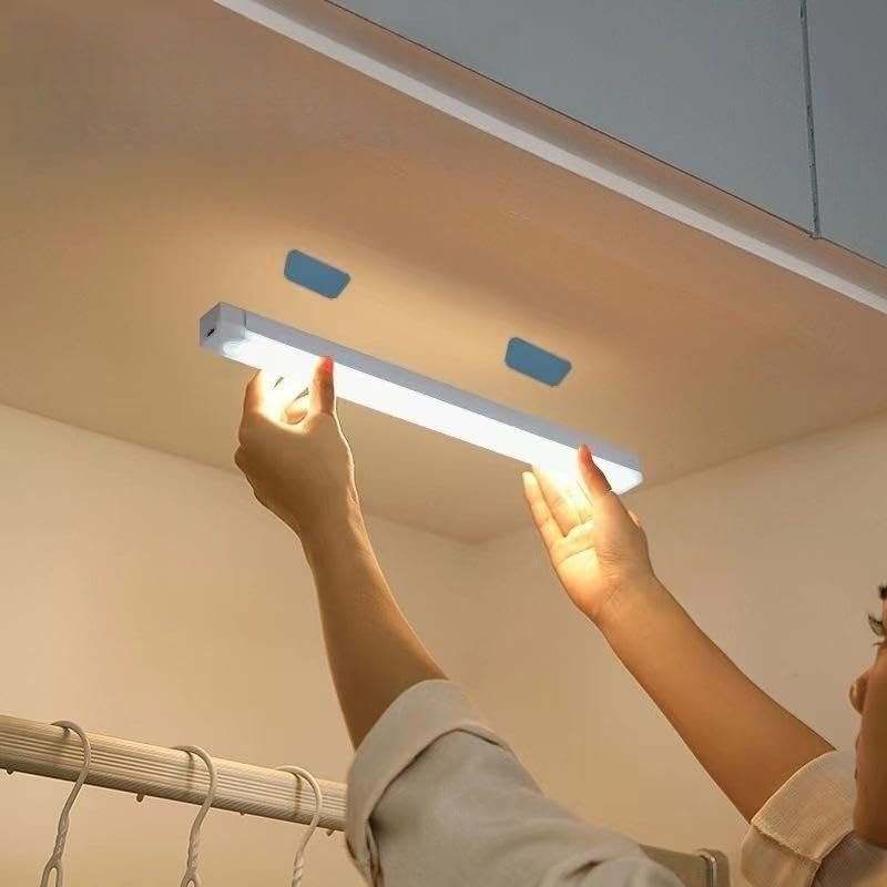 USB Rechargeable Magnetic Cabinet Light for Summer Gift, Lightweight Under Cabinet LED Light, Human Body Sensor Night Light for Closets (White Light 10cm)