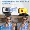4K Webcam for PC & Laptop, Webcam for Mac AI PDAF AutoFocus Streaming Camera for Computer, One-Touch Mute, Busy Now Do Not Disturb Light, Adjustable Fill Light, Privacy Cover for Remote Work view 2