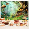 10X8FT Enchanted Forest Backdrop Fairy Tale Wonderland Mushroom House Photography Backdrop Magic Garden Woodland Photo Backdrop Background for Kids Girl Baby Shower Birthday Party Decorations Banner view 2