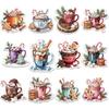 12 Pcs Christmas Hot Cocoa Stickers Set, Festive Mug and Holiday Drink Decals with Whipped Cream, Candy Cane, Gingerbread, Marshmallow Winter Stickers for Laptop, Bottle, Notebook, Gift Wrap 8 Inches view 1