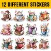 12 Pcs Christmas Hot Cocoa Stickers Set, Festive Mug and Holiday Drink Decals with Whipped Cream, Candy Cane, Gingerbread, Marshmallow Winter Stickers for Laptop, Bottle, Notebook, Gift Wrap 8 Inches view 2