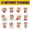 12 Pcs Christmas Reindeer Stickers, Holiday Deer Decals Featuring Festive Reindeer with Santa Hats, Gifts, Snowmen, Scarves, Stickers for Laptop, Bottle, Notebook, Wrapping, Holiday Crafts 5 Inches view 2