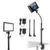 2 Packs LED Video Key Light,Streaming Light Dimmable Bi-Color 3200-5600k Video Conference Lighting with Gooseneck Tubes Desk Panel Lights for Podcast/Streaming/Gaming/Zoom Call/Broadcast/YouTube view 1