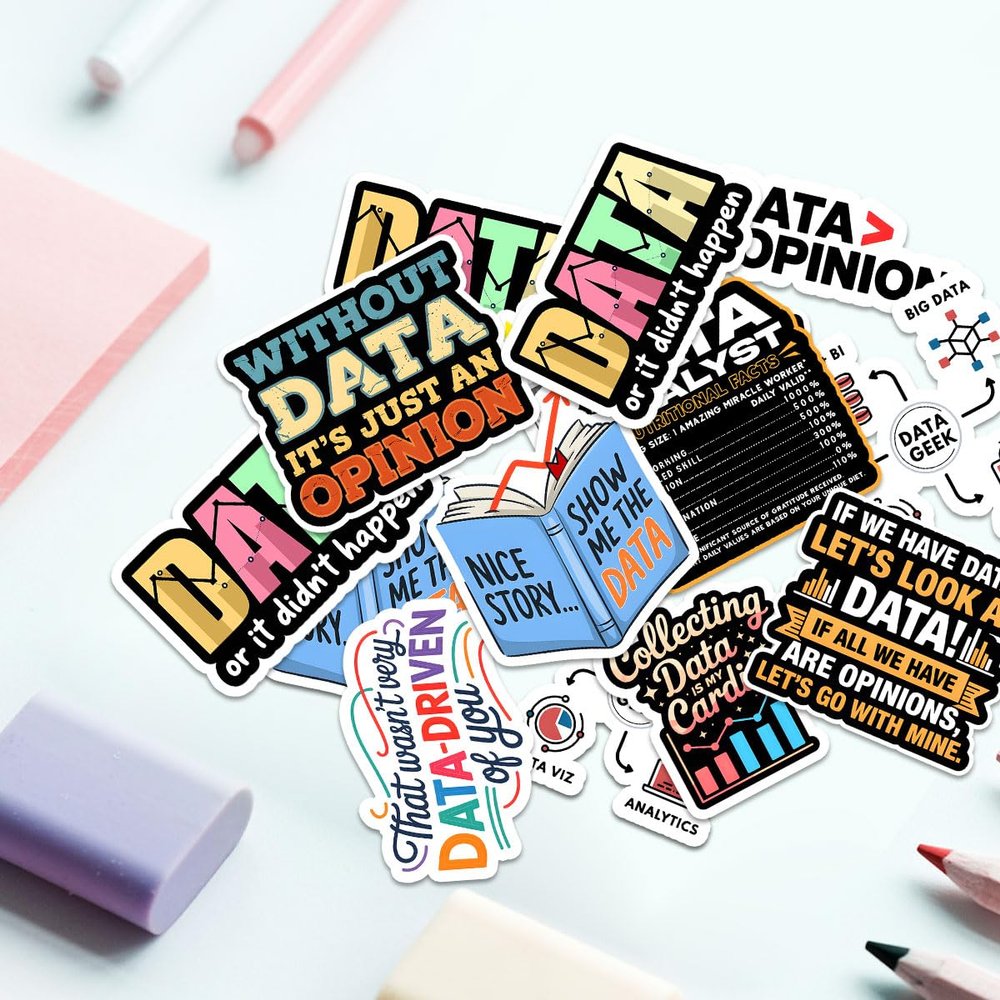 10Pcs Funny Data Analyst Stickers for Water Bottle, Notebook Without Data Its Just an Opinion, Show Me The Data, Waterproof Vinyl Stickers for Data Nerds, Spreadsheet Lovers (Normal, 7 Inch)