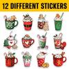 12 Pcs Christmas Hot Cocoa Stickers Pack, Festive Holiday Mug and Coffee Cup Decals with Marshmallow, Gingerbread, Whipped Cream, Winter Stickers for Laptop, Bottle, Notebook, Gift Wrapping 5 Inches view 2