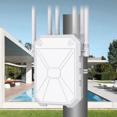 AX3000 Outdoor WiFi Extender, Dual Band 5G+2.4G Outdoor Long Range Extender Signal Booster with POE, Wi-Fi 6 Wireless Access Point, Wireless Outdoor Repeater, Compatible Starlink for Farm Camping RV