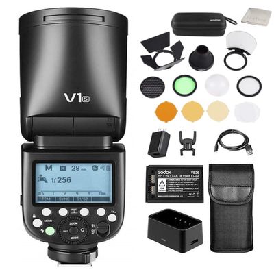 Godox V1S Round Head Flash with AK-R1 Accessory Kit for Sony, Complete Creative Lighting Solution