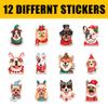 12 Pcs Christmas Dog Stickers, Holiday Puppy Decals Featuring Festive Dogs with Santa Hats, Scarves, Gifts Stickers for Laptop, Bottle, Notebook, Wrapping, Scrapbook, Holiday Crafts 3 Inches view 2
