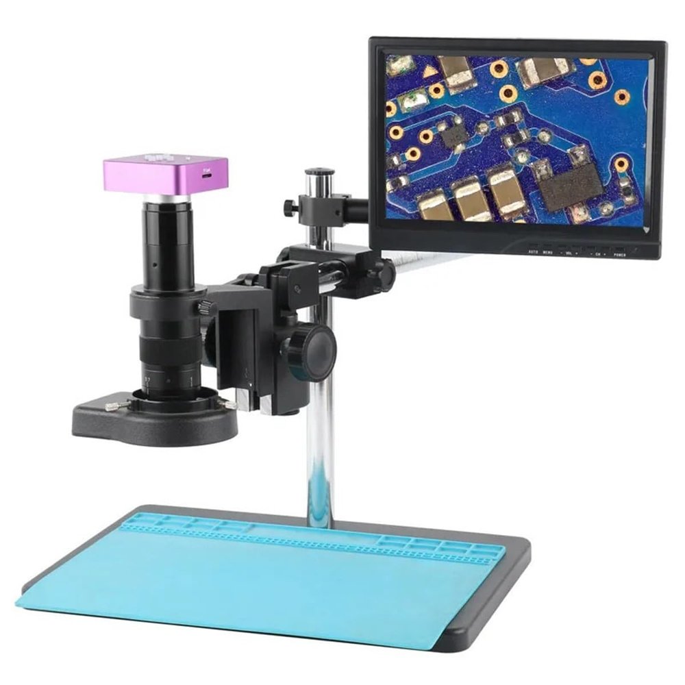 Lab Microscope Slides 1080P 2K 51MP HDMI USB Electronic Digital Industrial 120X 180X 300X 500X C Mount Video Microscope Camera for Phone PCB Repair Microscope Parts(D,500X)