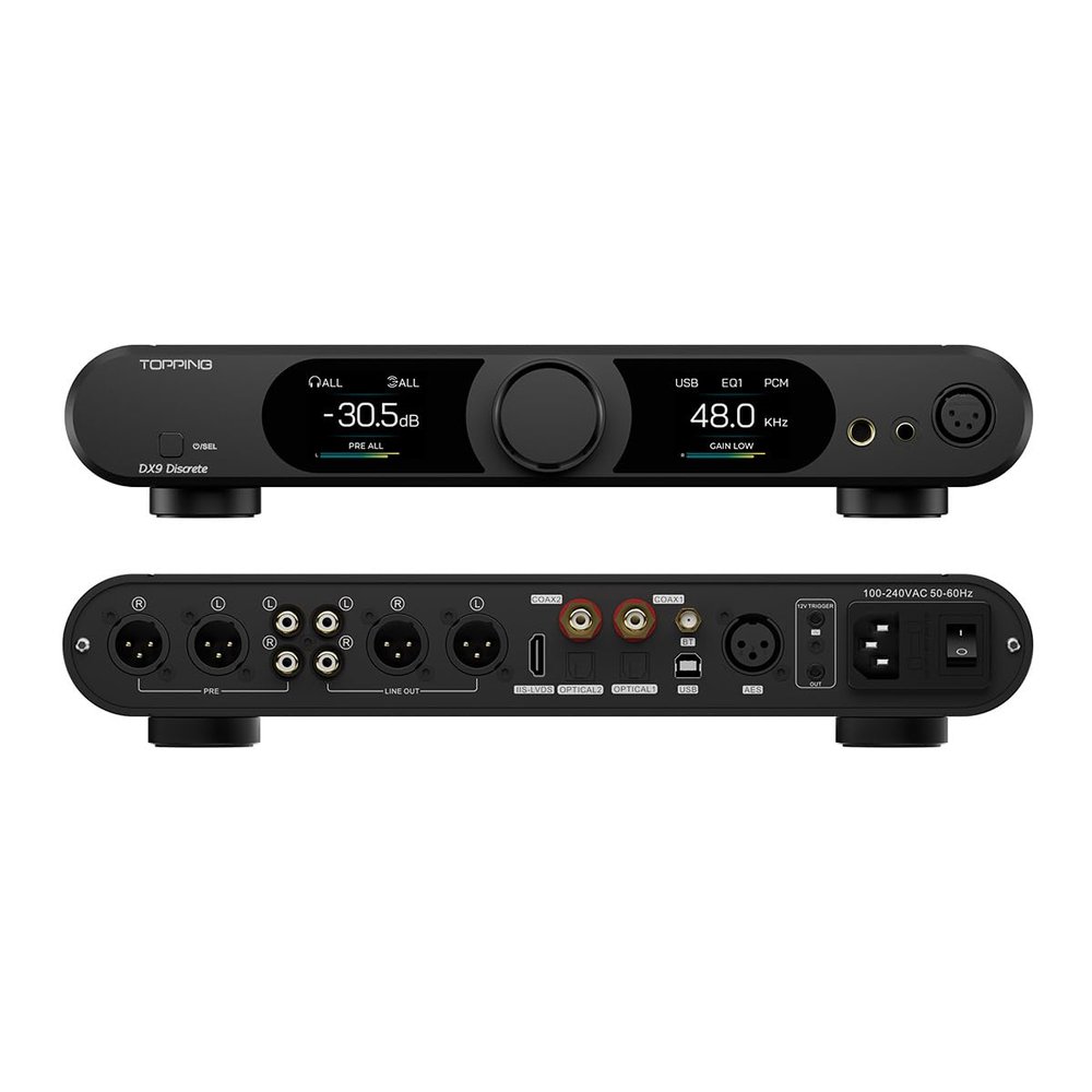 Topping DX9 Discrete DAC NFCA Headphone amp - AK4499EQ Flagship DAC, Hybrid Relay Volume Control, 6-Channel Discrete NFCA high-Performance (Black)
