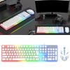 104 Keys Gaming Keyboard and Combo with LED Backlit Quiet Computer PC USB Corded Keyboards Comfortable Ergonomic Set view 2