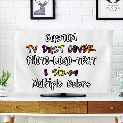 BENUSIO Custom TV Dust Cover with Photo Logo Text Personalized Dustproof TV Screen Monitor Protective Cover Indoor Decor, White, For 65" TV