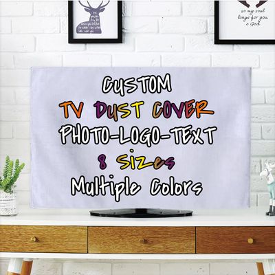 BENUSIO Custom TV Dust Cover with Image Logo Text Personalized Decorations Dustproof TV Cover Living Room and Office Decoration, Lavender, For 55" TV